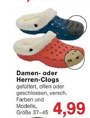 Damen- oder Herren-Clogs gefüttert, offen oder geschlossen