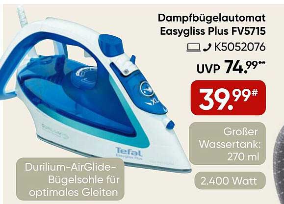 Dampfbügeleisen Easygliss Plus FV5715