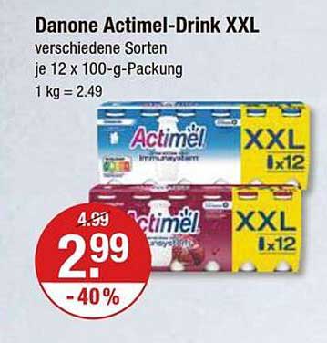 Danone Actimel-Drink XXL verschiedene Sorten je 12 x 100-g-Packung