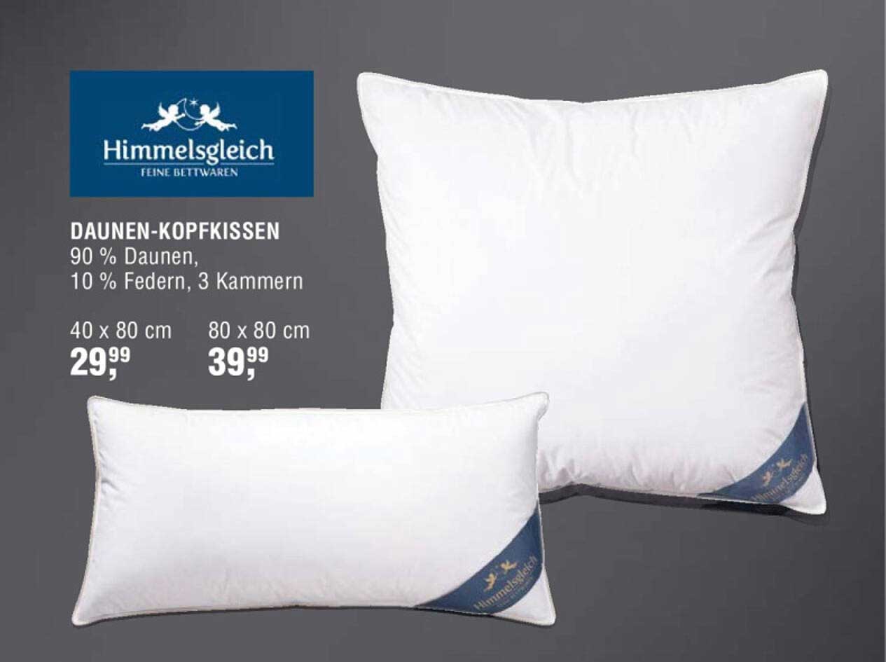 DAUNEN-KOPFKISSEN 90 % Daunen, 10 % Federn, 3 Kammern