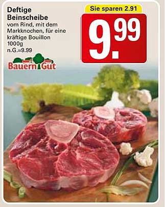 Deftige Beinscheibe vom Rind mit Markknochen