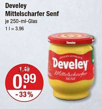 Develey Mittelscharfer Senf 250 ml - Jetzt nur 0,99 €