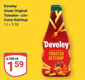 Develey Unser Original Tomaten- oder Curry-Ketchup 500 ml