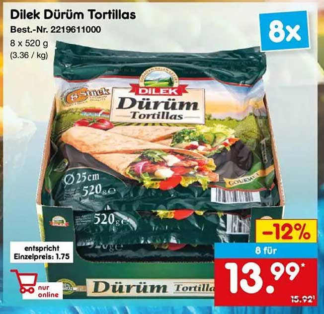 Dilek Dürüm Tortillas 8 x 520 g