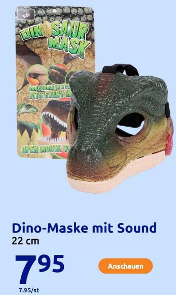 Dino-Maske mit Sound 22 cm