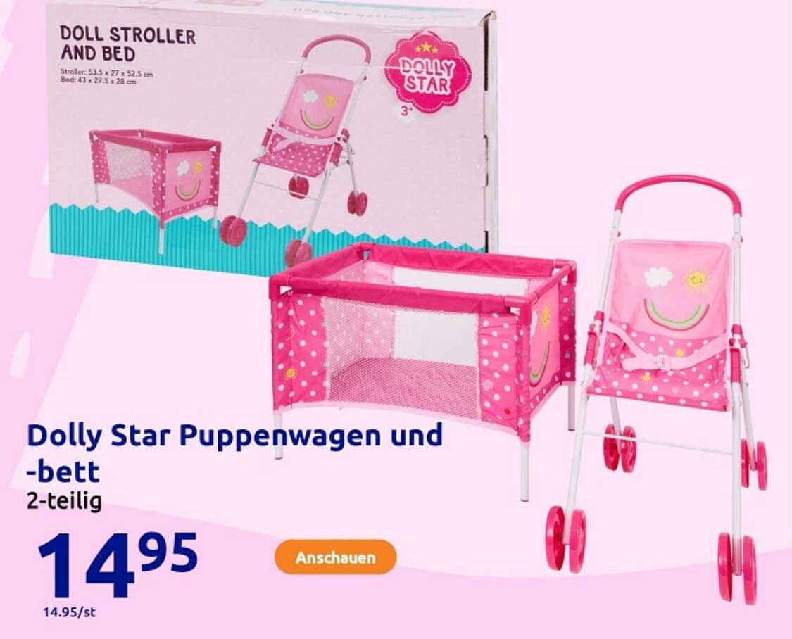 Dolly Star Puppenwagen und -bett 2-teilig