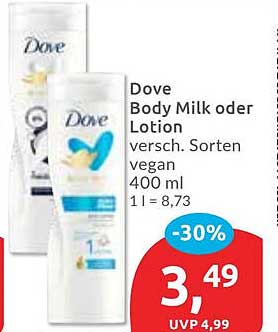Dove Body Milk oder Lotion 400 ml - vegan