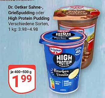 Dr. Oetker Sahne-, Grießpudding oder High Protein Pudding, 400–500 g