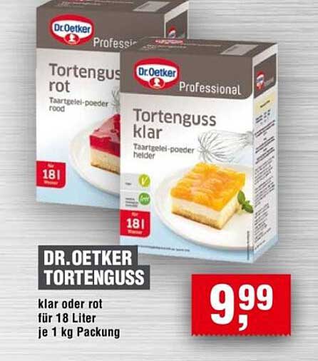 Dr. Oetker Tortenguss klar oder rot für 18 Liter je 1 kg Packung