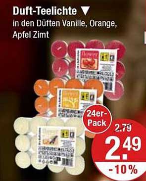 Duft-Teelichter in den Düften Vanille, Orange, Apfel Zimt - 24er-Pack