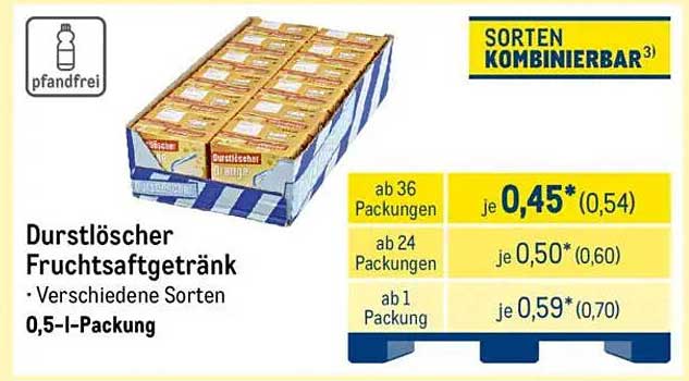 Durstlöscher Fruchtsaftgetränk - Verschiedene Sorten - 0,5-l-Packung