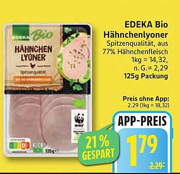 EDEKA Bio Hähnchenlyoner 125g - 21% gespart!