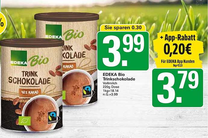 EDEKA Bio Trinkschokolade Vollmilch 220g Dose