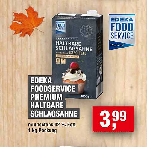 EDEKA Foodservice Premium Haltbare Schlagsahne 1 kg Packung