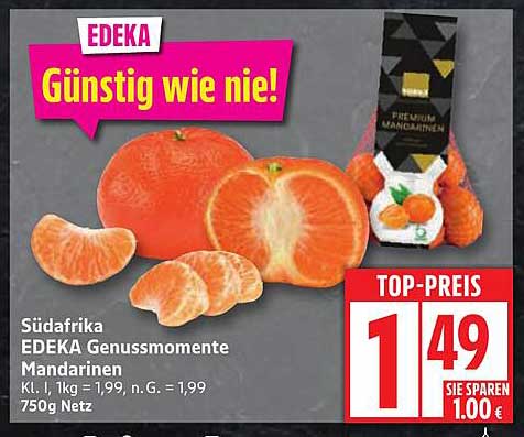 EDEKA Genussmomente Mandarinen 750g zum Top-Preis