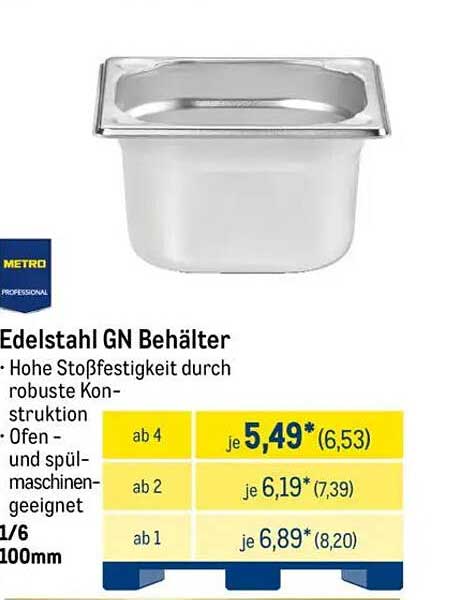 Edelstahl GN Behälter