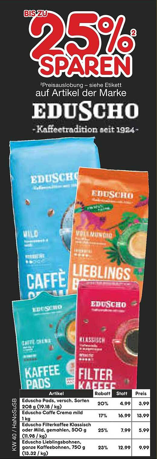 EDUSCHO Kaffee Angebote - Bis zu 25% sparen!