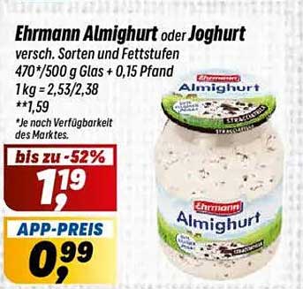Ehrmann Almighurt oder Joghurt – verschiedene Sorten und Fettstufen