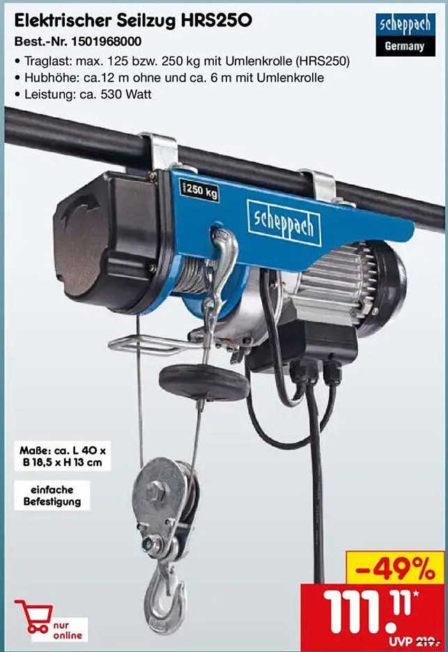 Elektrischer Seilzug HRS25O