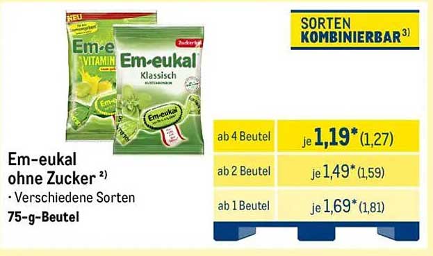 Em-eukal ohne Zucker – 75-g-Beutel in verschiedenen Sorten