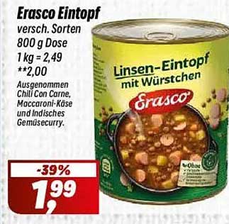 Erasco Eintopf Verschiedene Sorten 800 g Dose