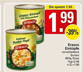 Erasco Eintöpfe 800g Dose - Auswahl verschiedener Sorten