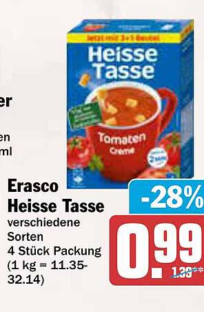 Erasco Heisse Tasse, verschiedene Sorten - 4 Stück Packung