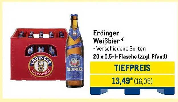 Erdinger Weißbier 20 x 0,5-l-Flasche (zzgl. Pfand)