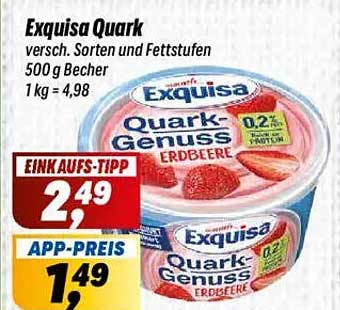 Exquisa Quark - Erdbeere, 500 g Becher