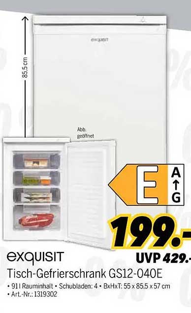 exquisit Tisch-Gefrierschrank GS12-040E