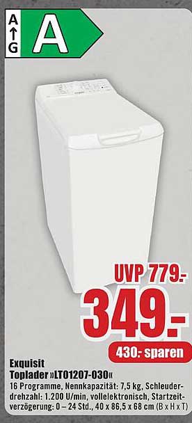 Exquisit Toplader LTO1207-030, 7,5 kg, A-Gütesiegel