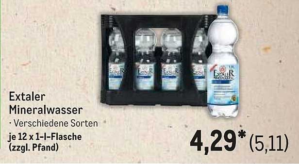 Extaler Mineralwasser je 12 x 1-l-Flasche (zzgl. Pfand)