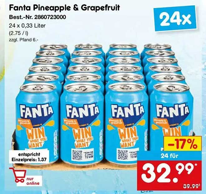 Fanta Pineapple & Grapefruit 24 x 0,33 Liter