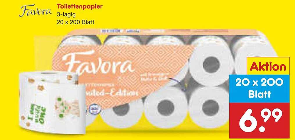 Favora Toilettenpapier 3-lagig, 20 x 200 Blatt