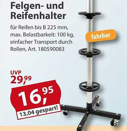 Felgen- und Reifenhalter für Reifen bis B 225 mm