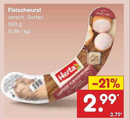 Fleischwurst versch. Sorten 500 g