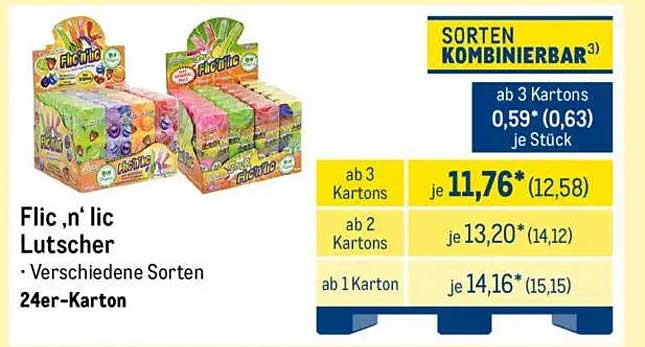 Flic n' lic Lutscher - Verschiedene Sorten im 24er-Karton