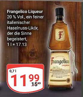 Frangelico Liqueur 20 % Vol. - Genießen Sie den feinen Haselnuss-Likör