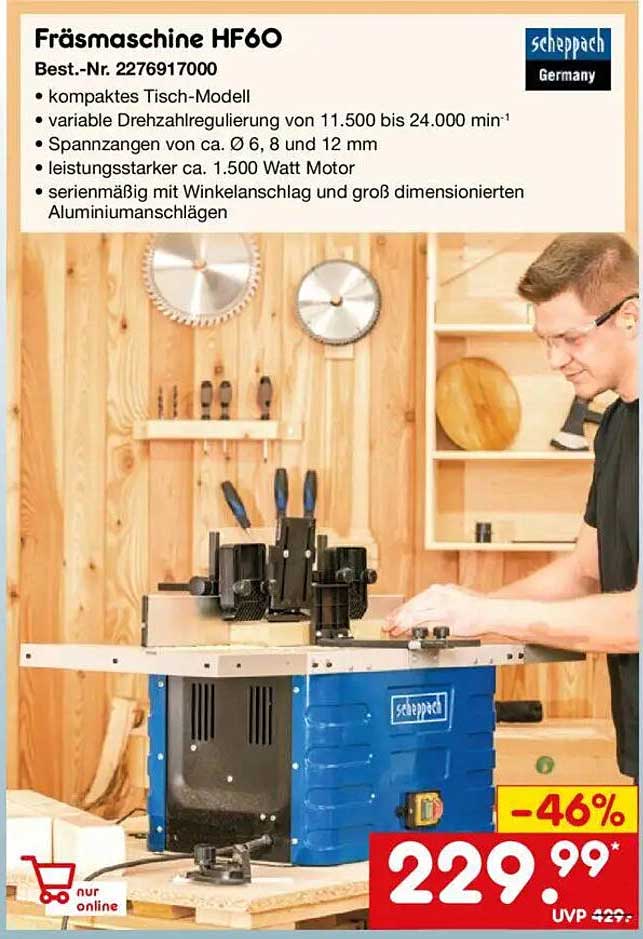 Fräsmaschine HF60 - Kompaktes Tisch-Modell von Scheppach