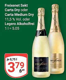 Freixenet Sekt Carta Dry oder Carta Medium Dry 11,5 % Vol. oder Legero Alkoholfrei