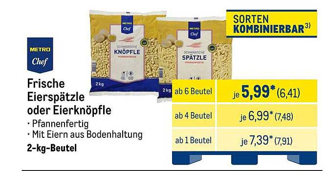 Frische Eierspätzle oder Eierknöpfle 2-kg-Beutel