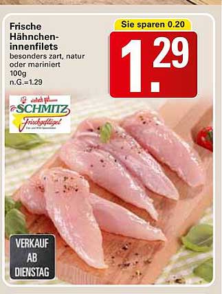 Frische Hähncheninnfilets, besonders zart, natur oder mariniert