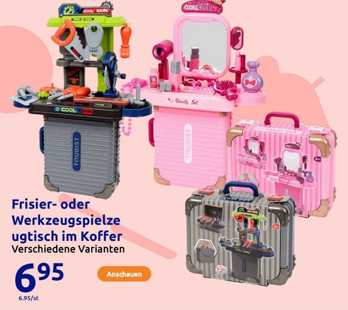 Frisier- oder Werkzeugspielzeug im Koffer - verschiedene Varianten
