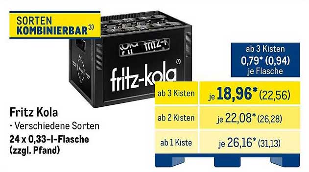 Fritz Kola – 24 x 0,33-l-Flasche (zzgl. Pfand)