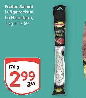 Fuetec Salami Luftgetrocknet, im Naturdarm, 170 g