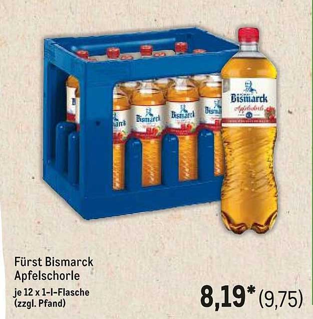 Fürst Bismarck Apfelschorle je 12 x 1-l-Flasche (zzgl. Pfand)