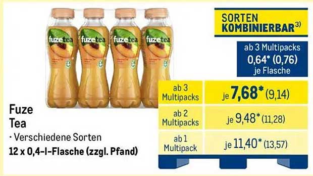 Fuze Tea - Verschiedene Sorten, 12 x 0,4 l-Flasche (zzgl. Pfand)