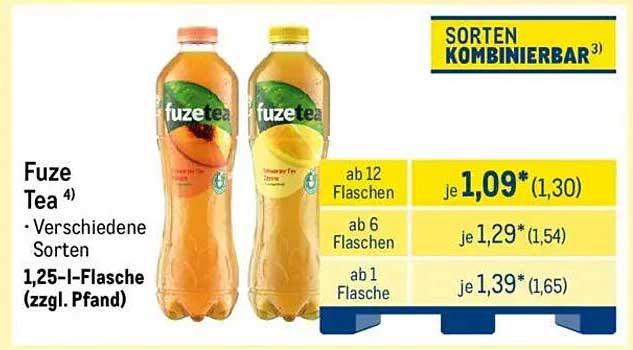 Fuze Tea – Verschiedene Sorten, 1,25-L-Flasche (zzgl. Pfand)