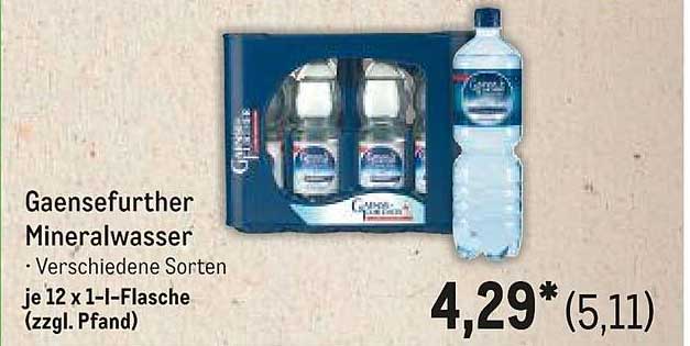 Gaensefurther Mineralwasser - Verschiedene Sorten