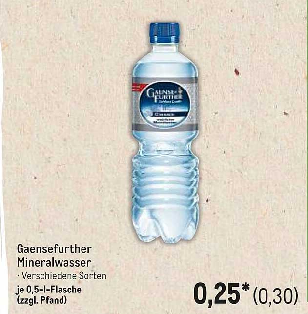 Gaensefurther Mineralwasser - verschiedene Sorten, je 0,5 l-Flasche